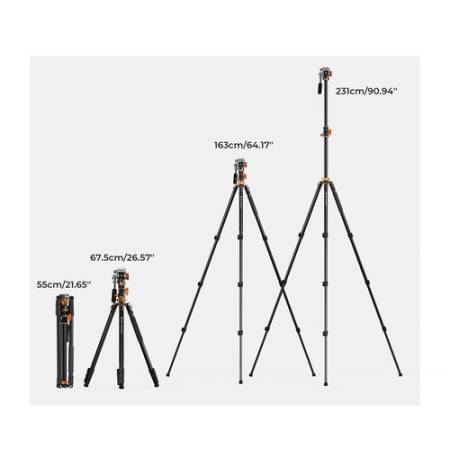 &F Concept KF4383 - statyw T254A7 + głowica video FH-03 - wymiary